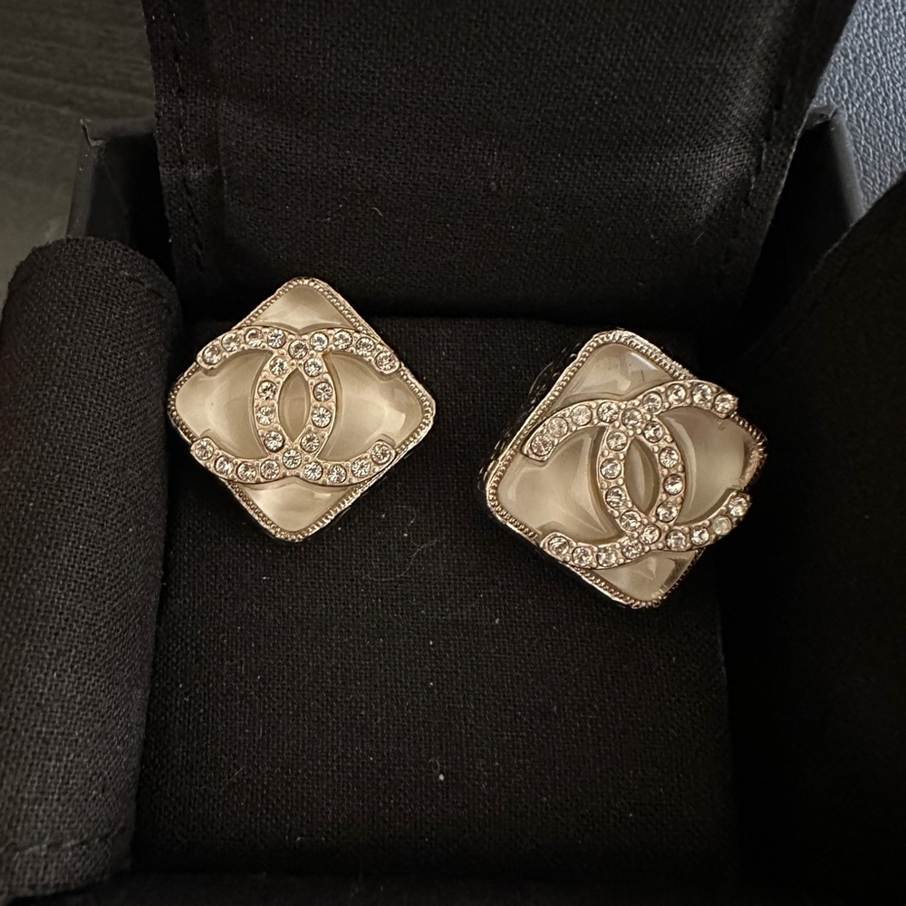 Chanel Square Logo Earrings